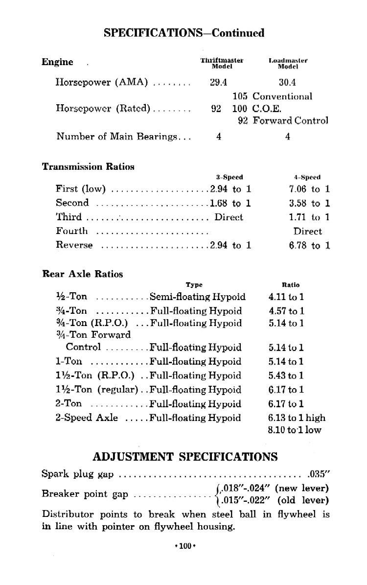 1952 Chevrolet Trucks Operators Manual Page 88